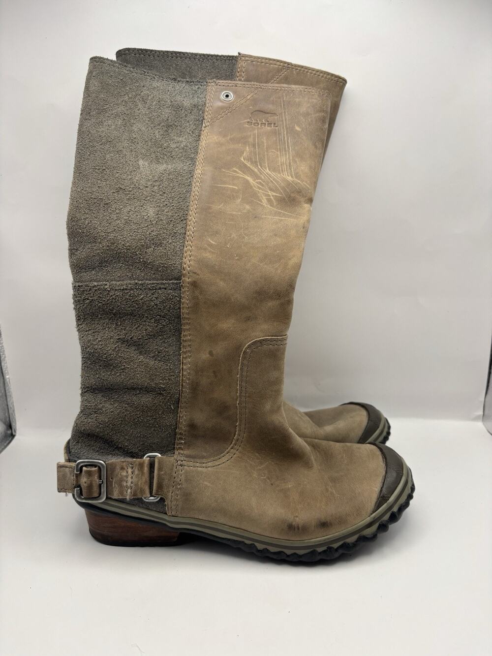 Sorel Slimboot Leather Suede Knee High Waterproof Boots Women Size 6.5